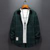 2023 Fashion Trend Brushed Plaid High Quality Loose Sleeve Youth Middle Age Casual Business Versatile Large Pocket Men's Shirt