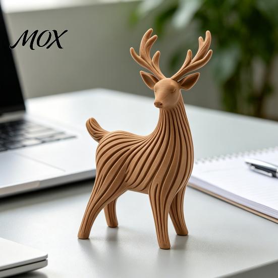 Nordic Style Animal Figurine 3D Printed Reindeer Figurine, Striped Deer Sculpture for Christmas Home Decor Desktop Ornament, Minimalist Statue Living
