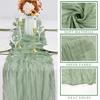 90*180CM 1Pcs Green Cheesecloth Table Long Runner Bohemian Gauze Tablecloth Decoration for Wedding Party Banquet Bride Shower