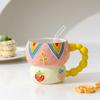 Hand-painted Relief Gourd Ceramic Cup Aesthetic Value, Breakfast Large Capacity, Cute Oatmeal Mug, Home Drinking Wate Drinkware