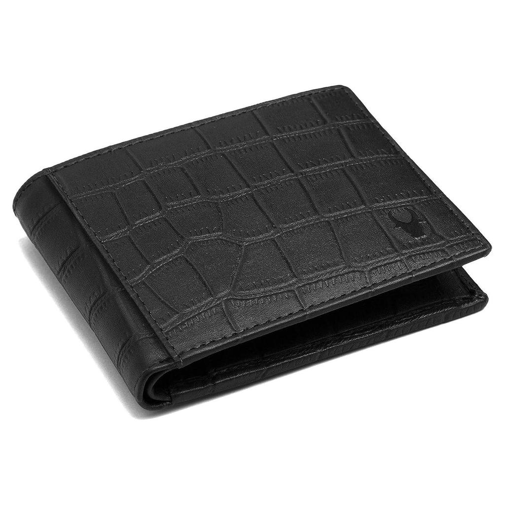 WildHorn Black Leather Wallet for Men I 9 Card Slots I 2 Currency & Secret Compartments I 1 Zipper & 3 ID Card Slots