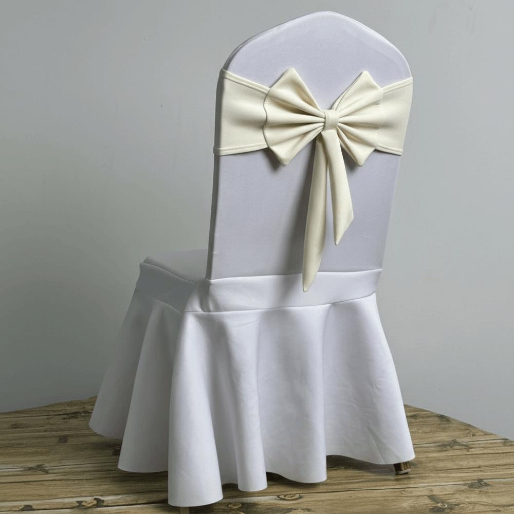 Ready Made Chair Bands Solid Color Satin Ribbon Bows  Wedding Banquet Events Decoration