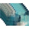 4pcs Set, 6pcs Set, Blue-green Gray Placemat, Modern Art Blue Placemat, Heat-resistant, Washable, Non Slip Table Mat, Suitable for Party Kitchen and R