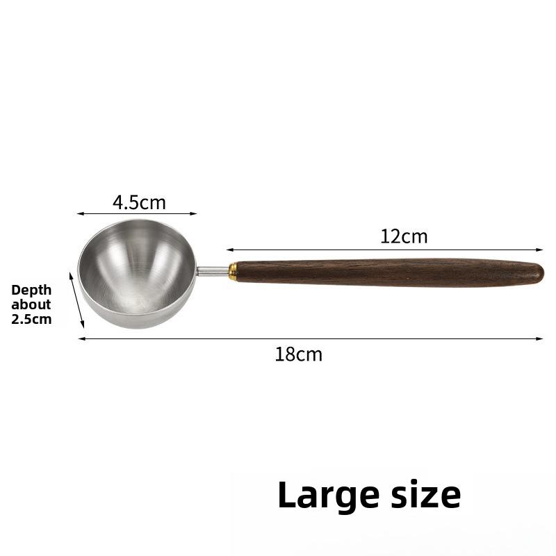 Stainless Steel Walnut Wood Handle Spoon Multi-purpose Measuring Tool for Coffee Bean Milk Powder Kitchen Baking