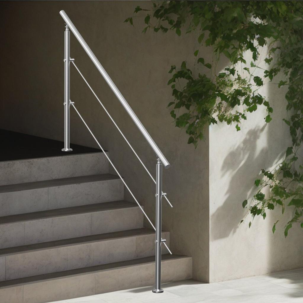 70.9in Handrails for Outdoor Steps 2 Crossbars Staircase for Porch Deck