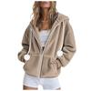 Women's Fashionable Oversized Solid-Colour Fleece-Lined Long-Sleeved Coat