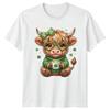 Cute Highland Cow With Shamrock Unisexs TShirt St Patricks Day Gift For Her