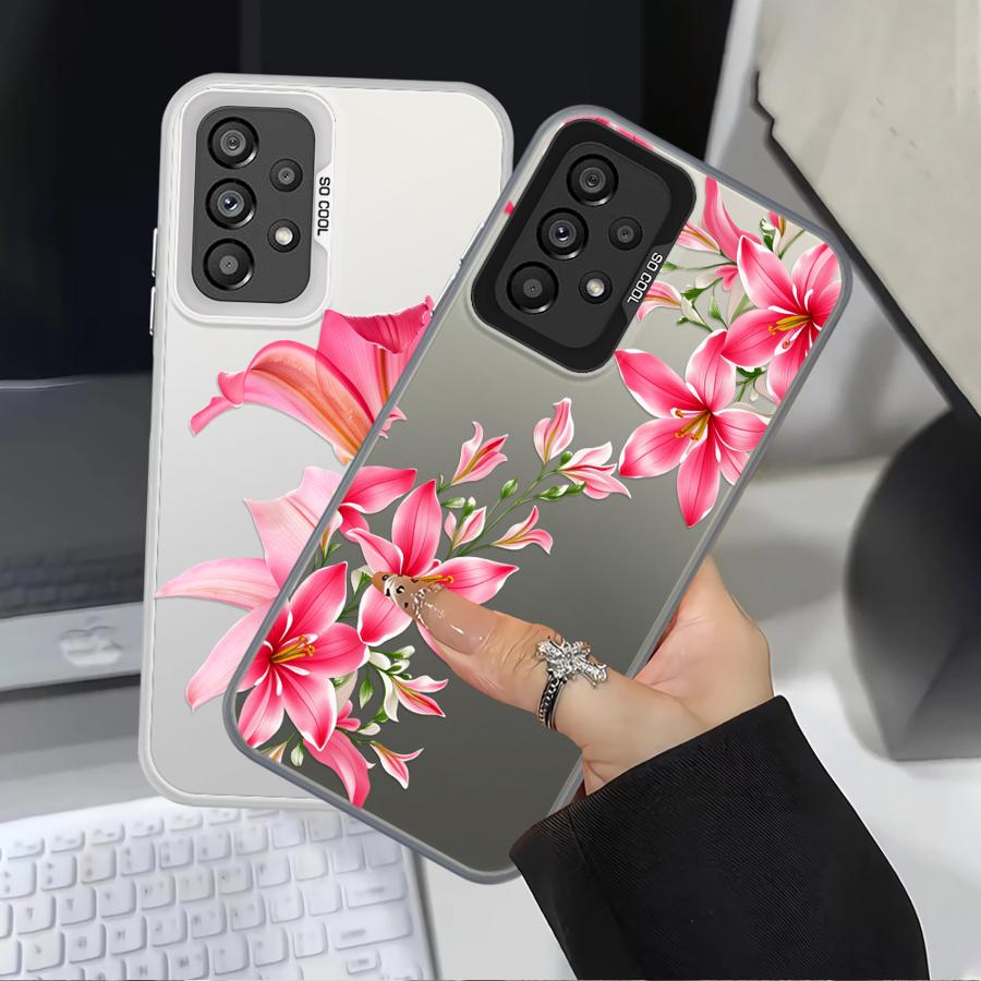 Чехол для Samsung Galaxy A24 A25 A15 A16 A31 A21s A23 A13 A14 A12 A26 A35 A34 A17 A20s Чехол для телефона Вишневый Цветок Печать Прозрачный Крутой