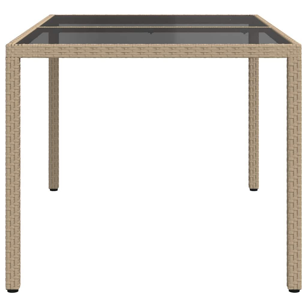Vidaxl Stół Ogrodowy, 150X90X75 Cm, Szkło I Rattan Pe, Beżowy