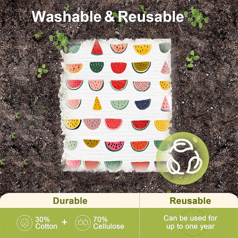 6 шт. Шведские салфетки для мытья посуды с фруктовым принтом, экологичные многоразовые кухонные полотенца, абсорбирующая кухонная чистящая салфетка, моющиеся тряпки для мытья посуды