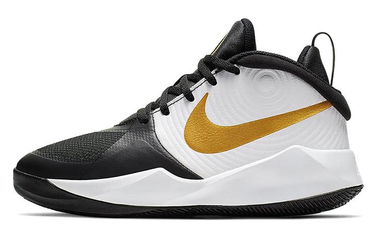 Nike Детские баскетбольные кроссовки Team Hustle D 9 Mid top Черно-бело-золотые AQ4224-004