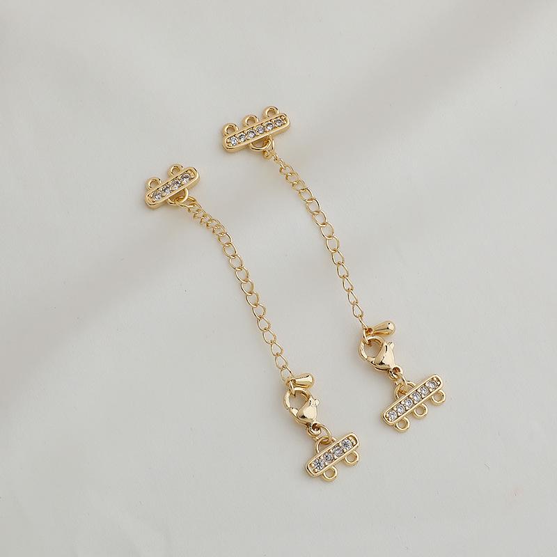 Позолоченная 14K цепочка с подвеской-кисточкой из циркона и застежкой-лобстером для DIY-удлинения украшений