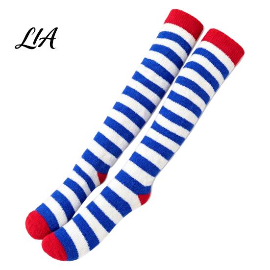 Long Stockings 1 Pair Women Thigh High Socks for Winter, Thickened Coral Fleece Leg Thick Warm Warmer Stockings, Fluffy Over Knee Boot Girls