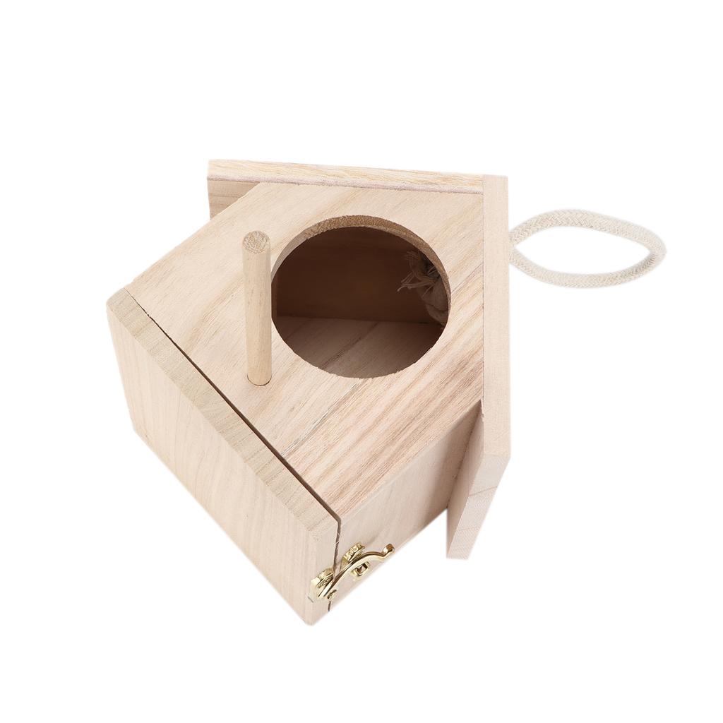 Wooden Bird House with Perch Outside Hanging Natural Wood Bird House for Small Birds