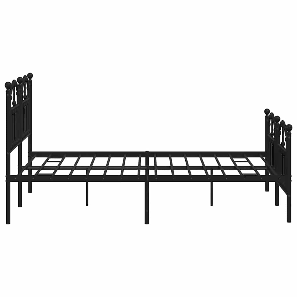 Metal Bed Frame with Headboard and Footboard Black 140 x 200 cm