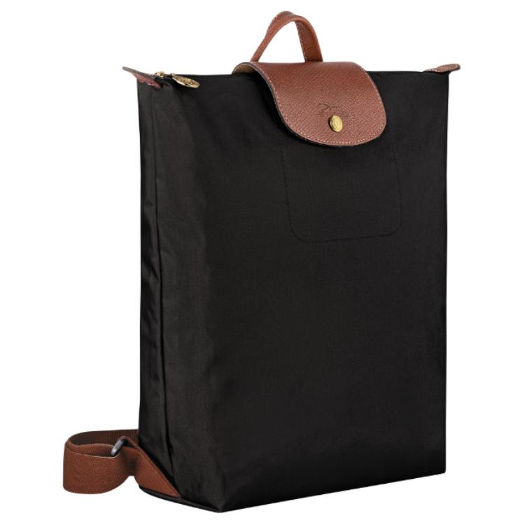 Longchamp Le Pliage Original Textured Logo Adjustable Wide Shoulder Strap Nylon Tote Backpack Women backpack Black 10284089001