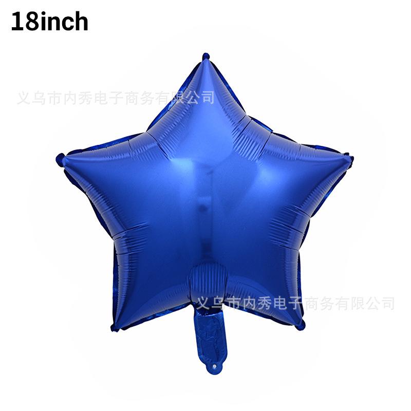 18-Inch Light Version Of Pentagram Aluminum Film Balloon Solid Color Star Balloon Aluminum Foil Birthday Party Decoration Arrangement