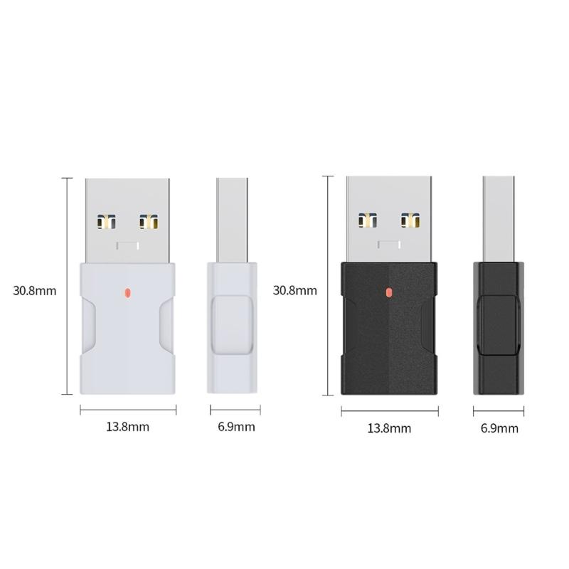 USB на USB Type C Адаптер OTG Конвертер Male to Female 10 Гбит/с Передача Данных со Светодиодным Индикатором для Телефонов Белый/Черный
