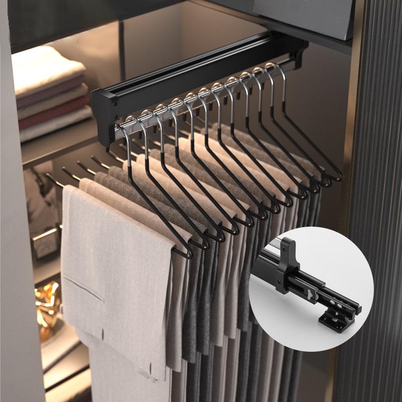 Top Mount Wardrobe Hanger Pulling Out Hangers Extendable Clothes Rail Adjustable Wardrobe Telescopic Rail Rack Trouser Organiser