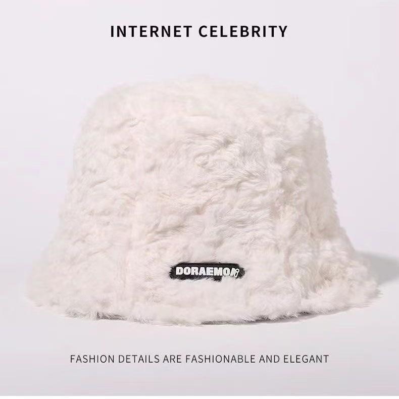 Милая шерстяная шапка с мишкой женская зимняя плюшевая теплая пушистая осенне-зимняя шапка вязаная для большого обхвата головы