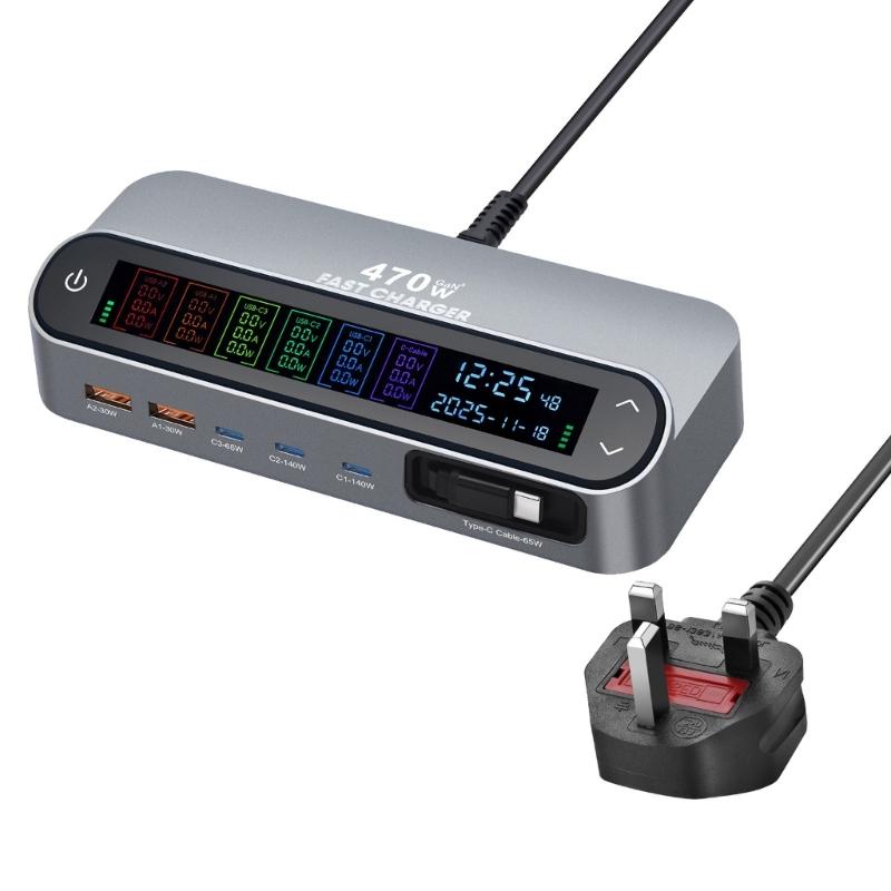 High Efficiency Power Adapter USB 140W Output and Type C Port Desktop Charging Hub Perfect for Simultaneous Charging