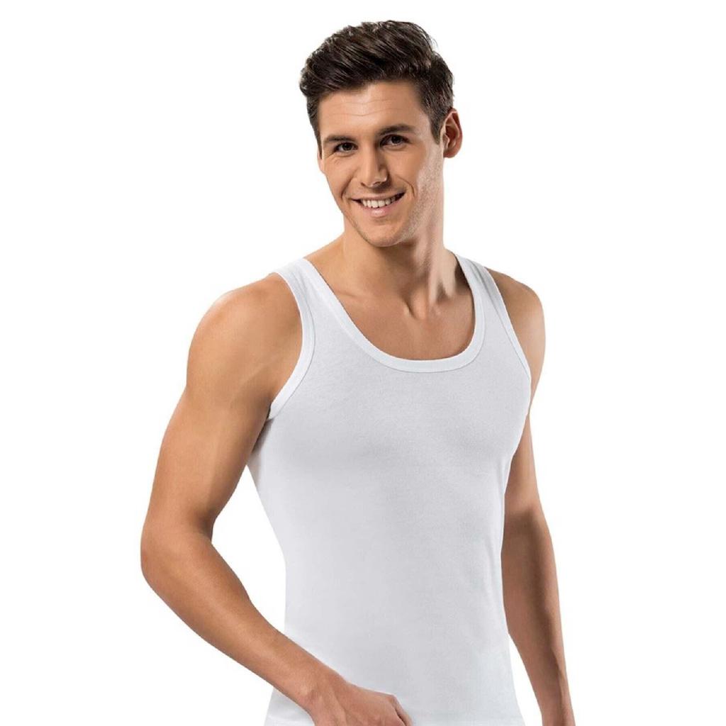 Мужская белая майка в рубчик, 100% хлопок, 3 шт.