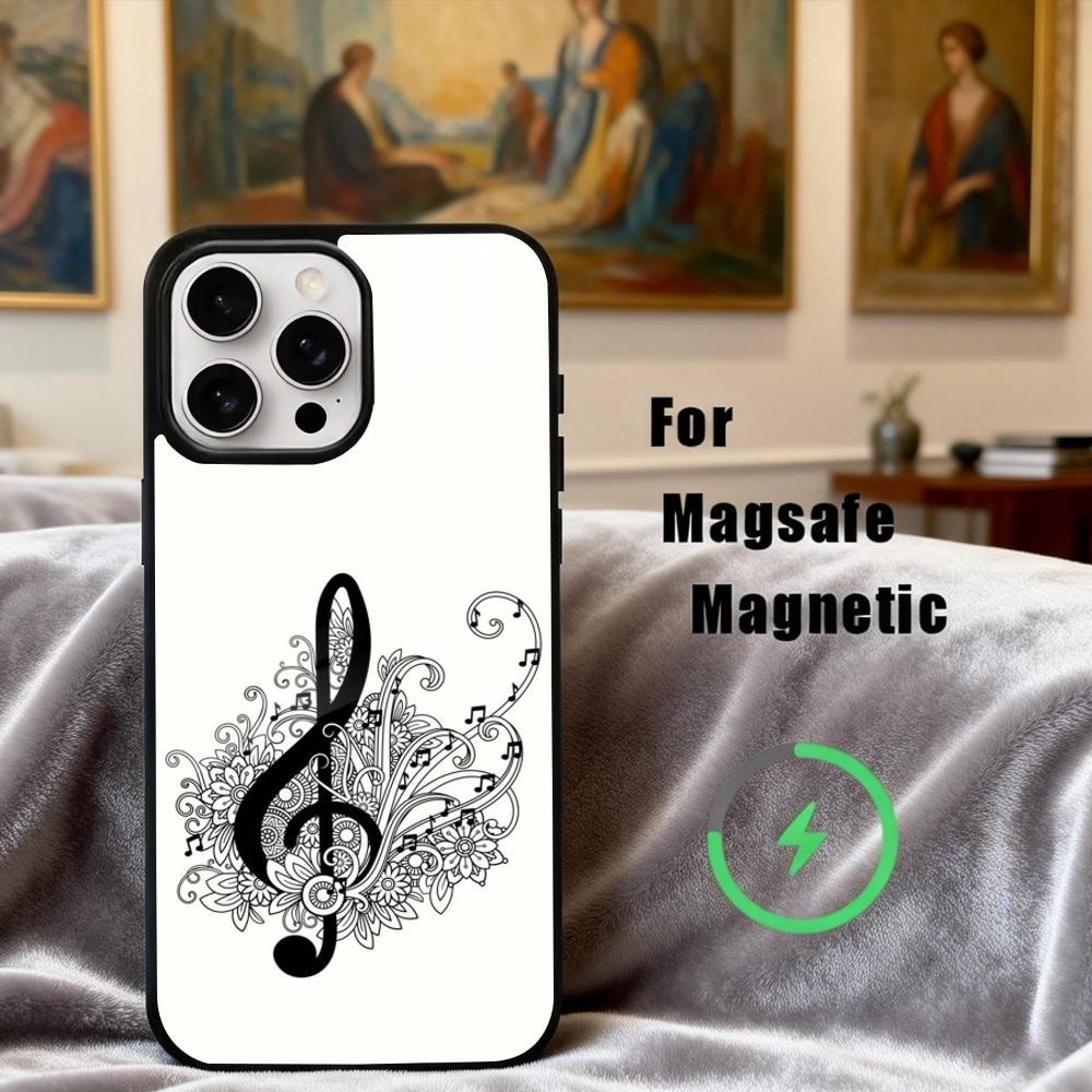 M-Music Art Чехол для телефона с ключом Соль для iPhone 17, 16, 15, 14, 13, 12, 11 Plus, Pro Max Магнитный Для Magsafe Беспроводной Зарядки
