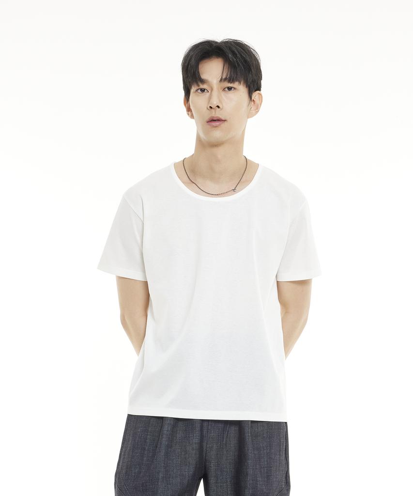 MINIMALCODE Basic U-Neck Round T-Shirt White