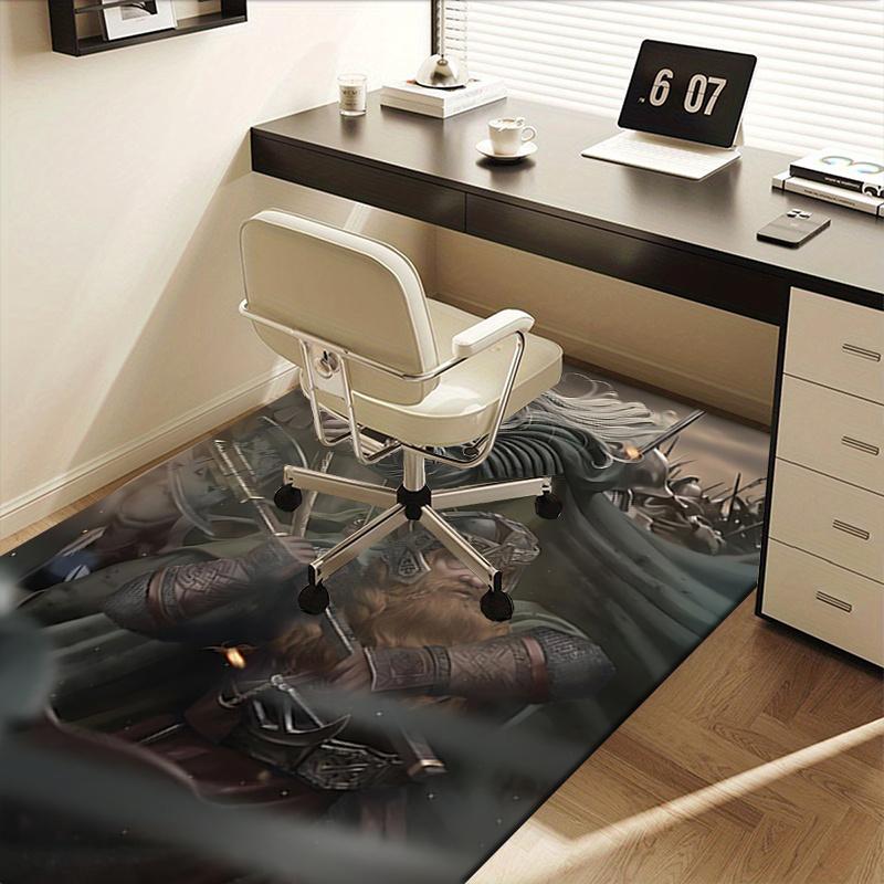 Lord of the Rings Polyester Office Carpet Chair Mats, Home Decor Dormitory Floor Protector with Anti-Skid Backing, Large Area Coverage,Chris