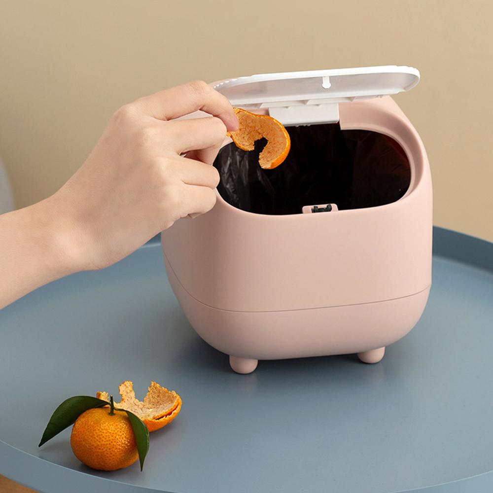 1 Бытовая мусорная корзина Ninja Desktop, мини-корзина для мусора с двухслойным цветным контрастным прессом, подходит для туалетного столика, стола, офиса