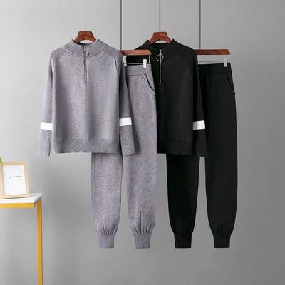 Весна-осень 2023 Sparke, спортивный модный комплект из двух предметов, свитер, женский вязаный кардиган, темперамент, брюки, костюмы