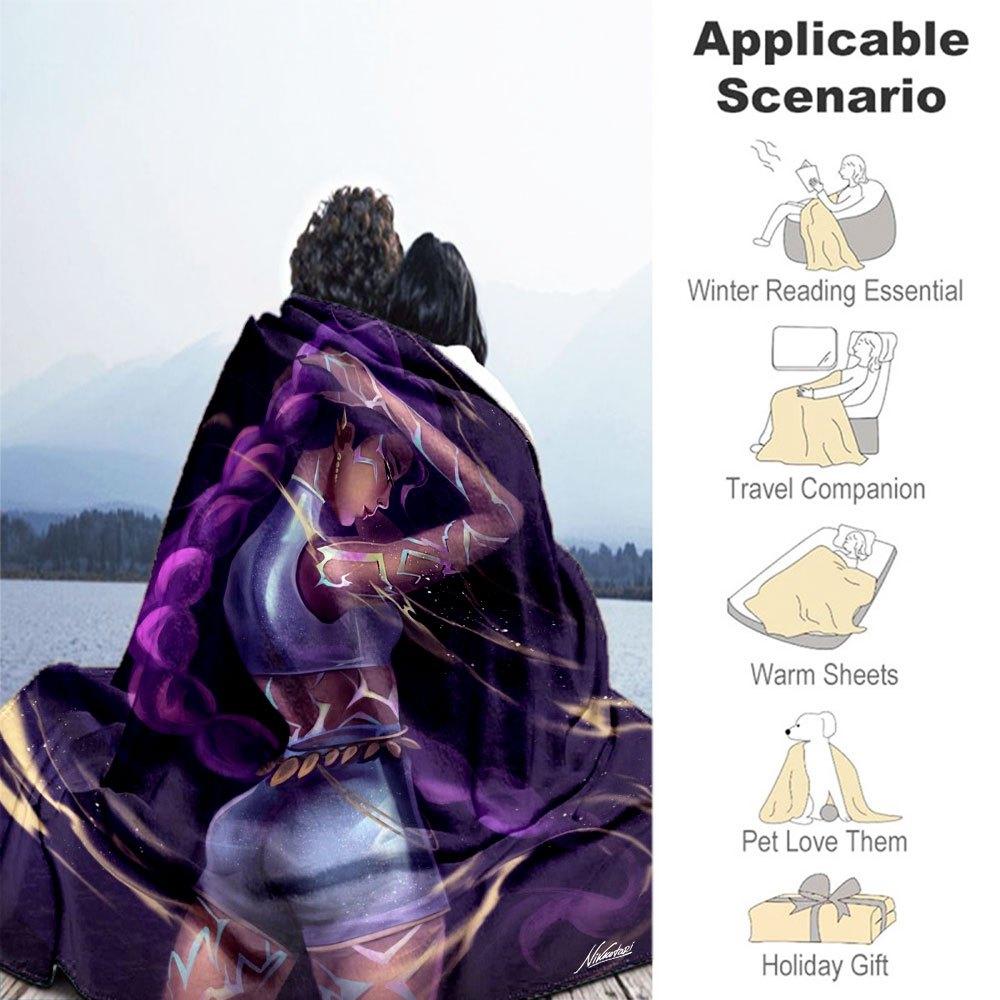 "Galactic Elegance: Purple Starry Night Crop Top & Shorts Set"Blanket Lightweight Flannel Throw Blanket for Sofa, Bed, Travel, Camping, Livi