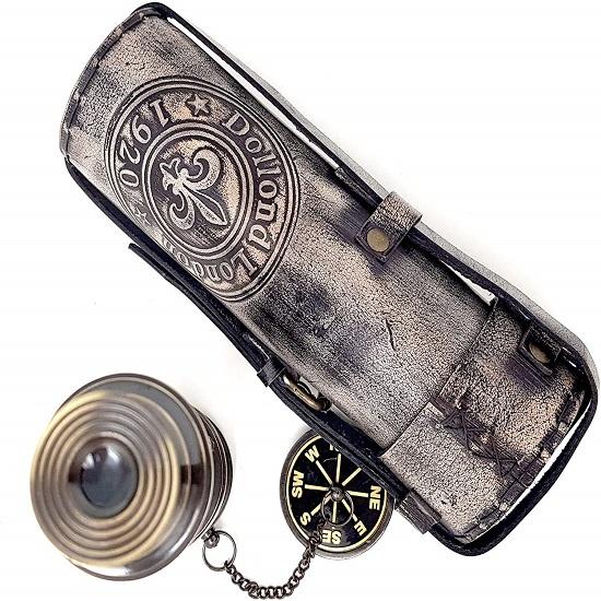 Латунная копия старинной подзорной трубы морского телескопа диаметром 40,64 см в кожаной коробке Доллонд Лондон