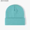 Available Autumn and Winter Warm Thickened Double Beanie Hat Simple Men's Women's Knitted Hat