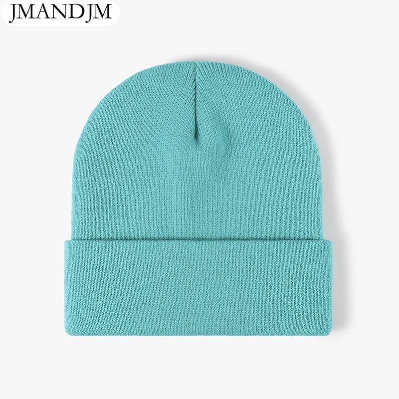 Available Autumn and Winter Warm Thickened Double Beanie Hat Simple Men's Women's Knitted Hat