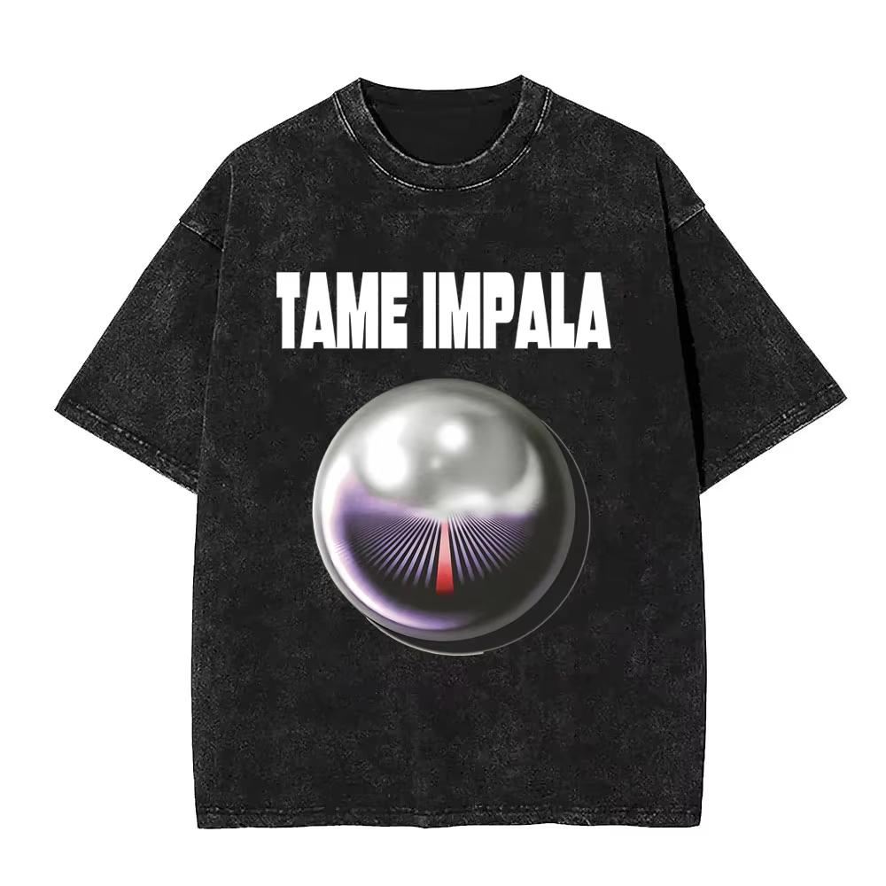 2027 New Washed Vintage Tame Impala Graphic Print T-shirts Men's Clothing Pop Rock Band T-shirt Men Women Fashion Retro T Shirt