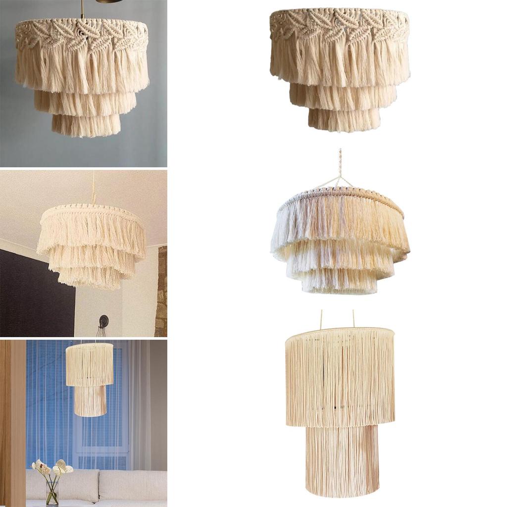 Handcrafted Macrame Pendant Light Shade for Boho Home Decor