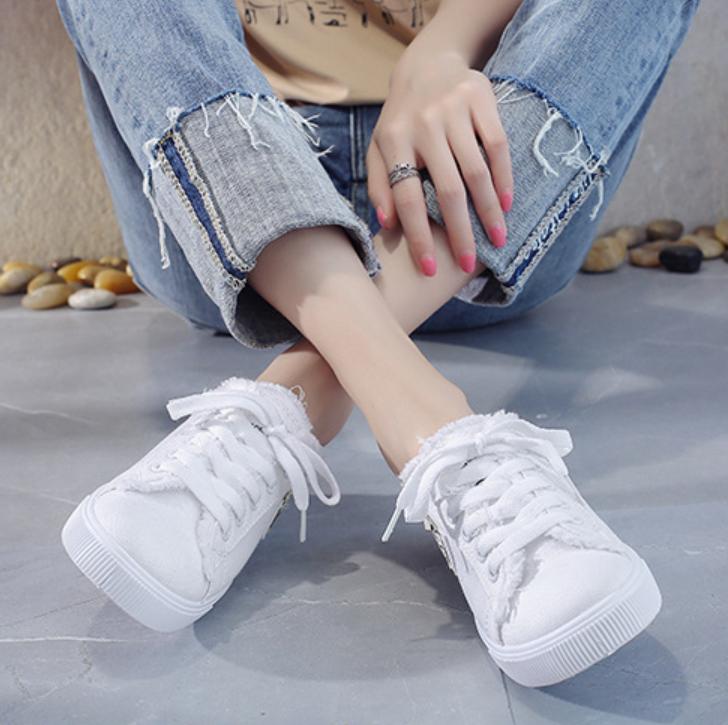 Летние женские парусиновые туфли на платформе без застежек - дышащая обувь на шнуровке, универсальная обувь