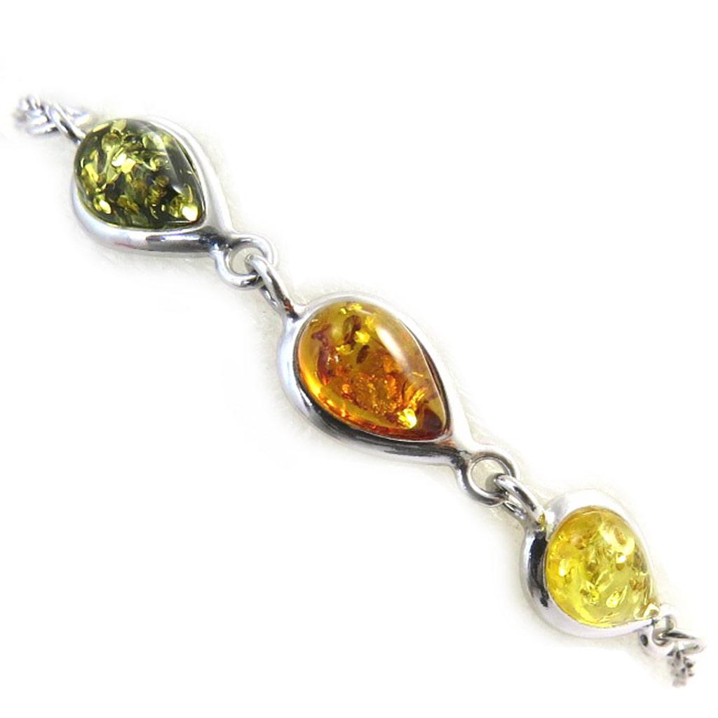 Les Trésors De Lily [N2771] - Silver Bracelet 'Inspiration' Amber 3 Tones (rhodium-plated) - 8x6 Mm
