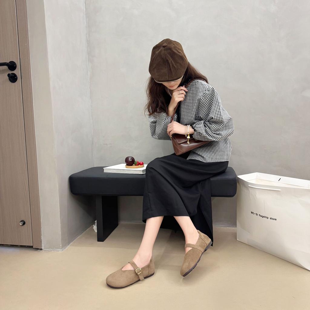 Туфли Мэри Джейн на плоской подошве с одним ремешком детские с юбками 2025 весна новые популярные неглубокие повседневные бабушкины одинарные туфли