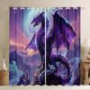 Dragon Curtains Ice Fire Dragon Window Drapes for Kids Boys Girls Room , Safari Wildlife Window Drapes Dragon Window Curtains