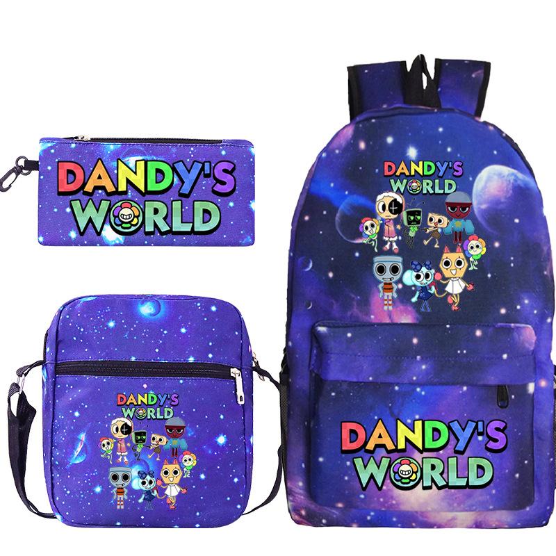 Dandy'S World Printed Fashion Children'S Pencil Case Messenger Bag Three-Piece Set Primary And Secondary School Bag