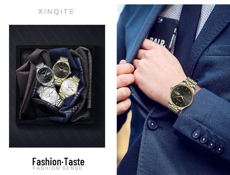 Мужские минималистичные водонепроницаемые наручные часы из нержавеющей стали с римским циферблатом, датой, днем недели и люминесцентными элементами для всех возрастов.