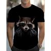 Summer 3D Cat Patternraccoon T-Shirt for Men Animal Cartoon Animal Pattern Tees Loose Round Neck Tops T Shirts Short Sleeves