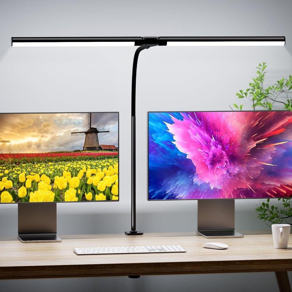 Double Head Led Desk Lamp 3 Color Modes Dimmable Clamp Desk Lighting Gooseneck Smart Light Study