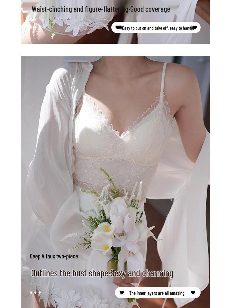 Кружевной топ-майка Ya Shuang с французской вышивкой, с фиксированными чашками и вкладышами - Универсальный и удобный