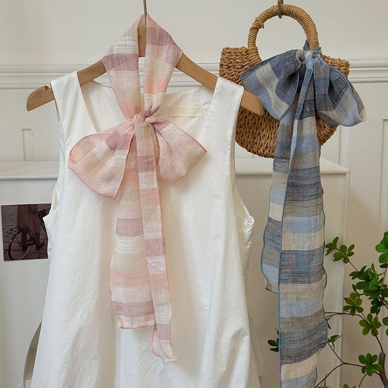 Шелковый шарф длинная полоска высококлассный новый литературный полосатый дышащий влагоотводящий шейный маленький шарф тонкий шарф женская косынка повязка на голову