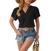 Летняя женская рубашка с V-образным вырезом, шифон, рукава-лепестки, топ для пригородных поездок с коротким рукавом