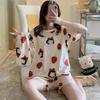 Pijama Set Woman Short Sleeve Shorts Student Homewear Two-Piece Round Neck Top Rabbit Wind Shorts Can Be Worn Outside