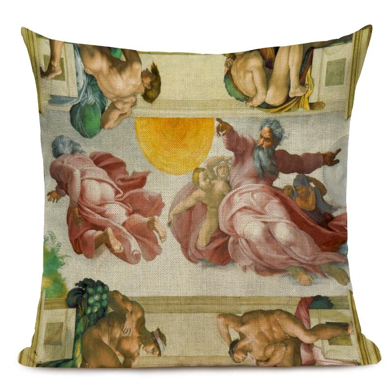 Знаменитая картина маслом Микеланджело, наволочка для подушки, итальянская настенная наволочка, чехол для диванной подушки